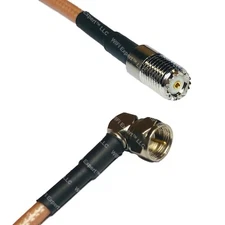 RG400 MINI UHF FEMALE to F MALE ANGLE RF Cable FAST-SHIP LOT