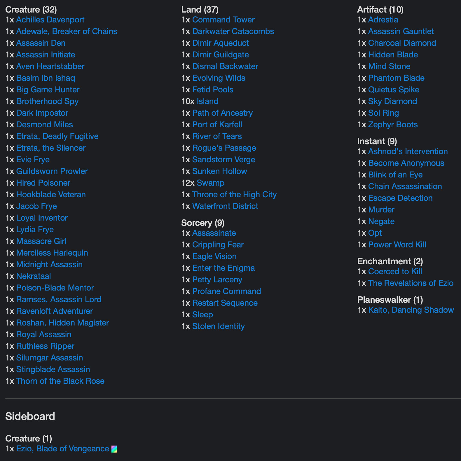 EDH Assassin Deck - Commander MTG Magic the Gathering
