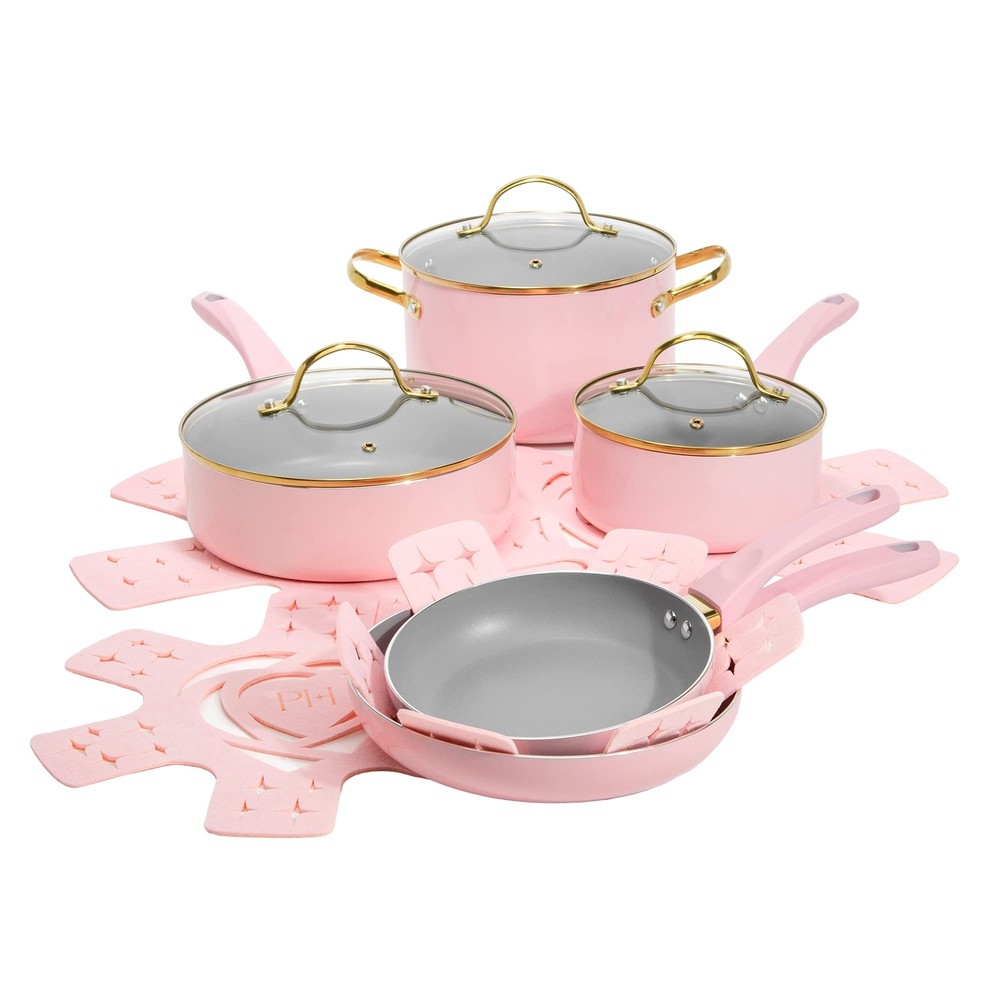 Paris Hilton Epic Nonstick Pots and Pans Set, Multi-layer Nonstick Coating, T...