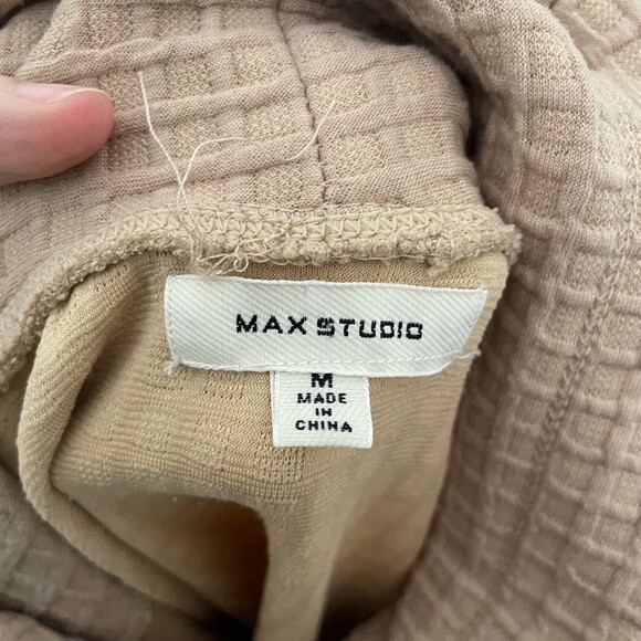 Max Studio Beige Waffle Knit Pullover Medium - image 3