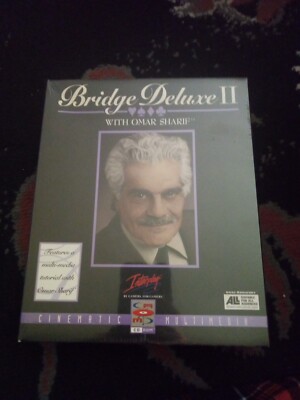 1996 Vintage Bridge Deluxe II 2 with Omar Sharif Big Box CD ROM PC Game New