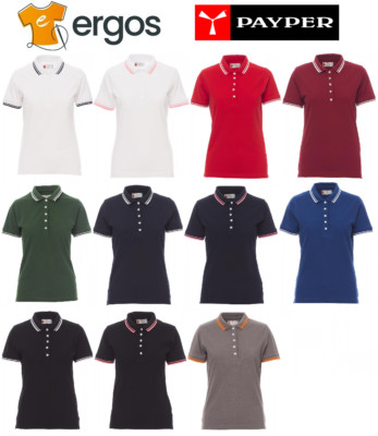 WOMENS SHORT SLEEVE POLO SHIRT Payper Skipper Lady Cotton Flanked Contrast Edges