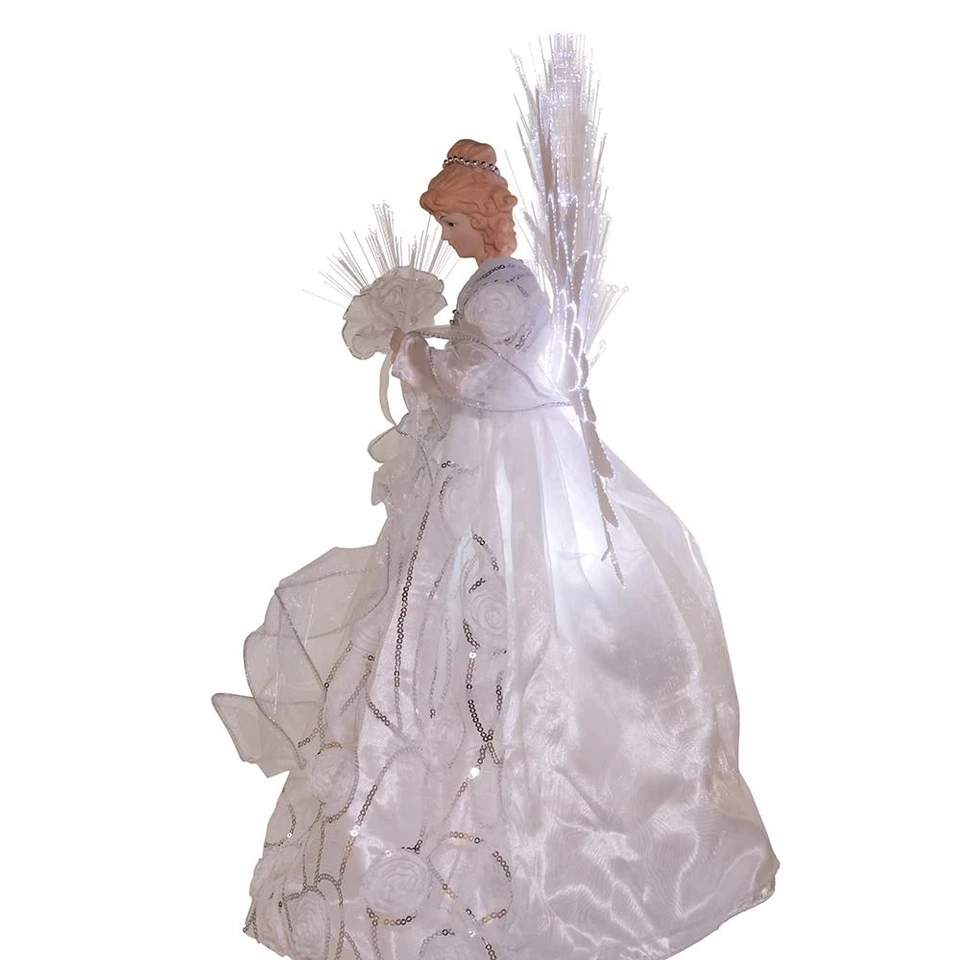 Kurt Adler Fiber Optic LED Angel Christmas Treetop, White & Silver, Multi-Color - Image 3 of 4