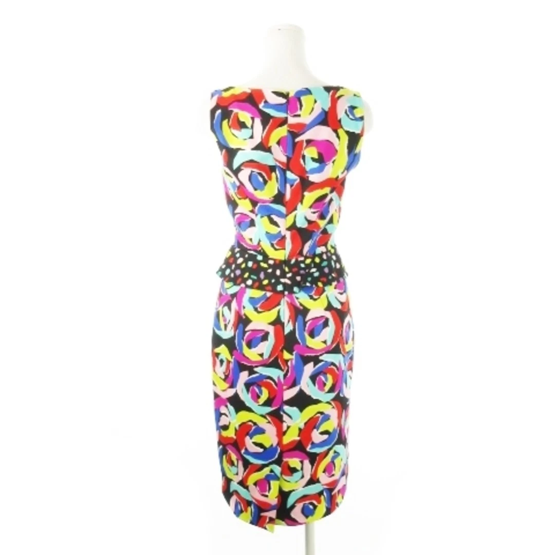 Abito Moschino BOUTIQUE lunghezza ginocchio senza maniche peplo volant rosa floreale 36