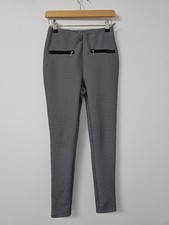 Peacocks Legging Womens UK10 Black White Dogtooth Stretch Pull On Legging