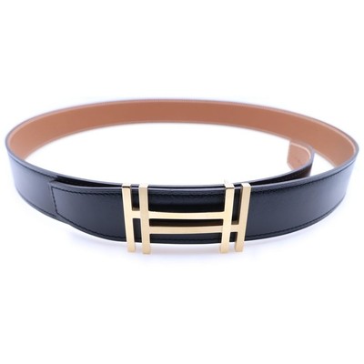 HERMES Ash Eau Carre H Gold Hardware Leather Reversible  display picture 1