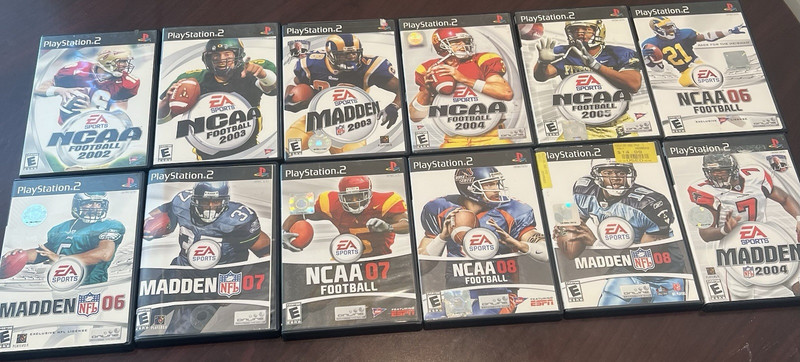 12 PS2 Games Lot All CIB w/ Madden & NCAA Complete Manual, Disc & Case Untested