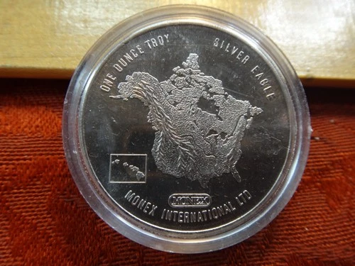 1982 Monex International LTD Eagle Proof 1 Oz .999 Silver Bullion Round (Lt Rub)