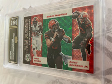 BAKER MAYFIELD /CHUBB /BECKHAM JR 2020 MOSAIC FLEA FLICKER GREEN PRIZM GRADED 10