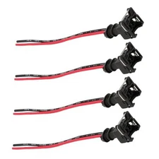 Car Fuel Injector Connector, Standard Specification Injector Socket 4 PCS Black