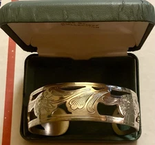 LENOX VINTAGE 1970S KIRK STIEFF COLLECTION LM 16 POPPIES ETCHED PEWTER BRACELET