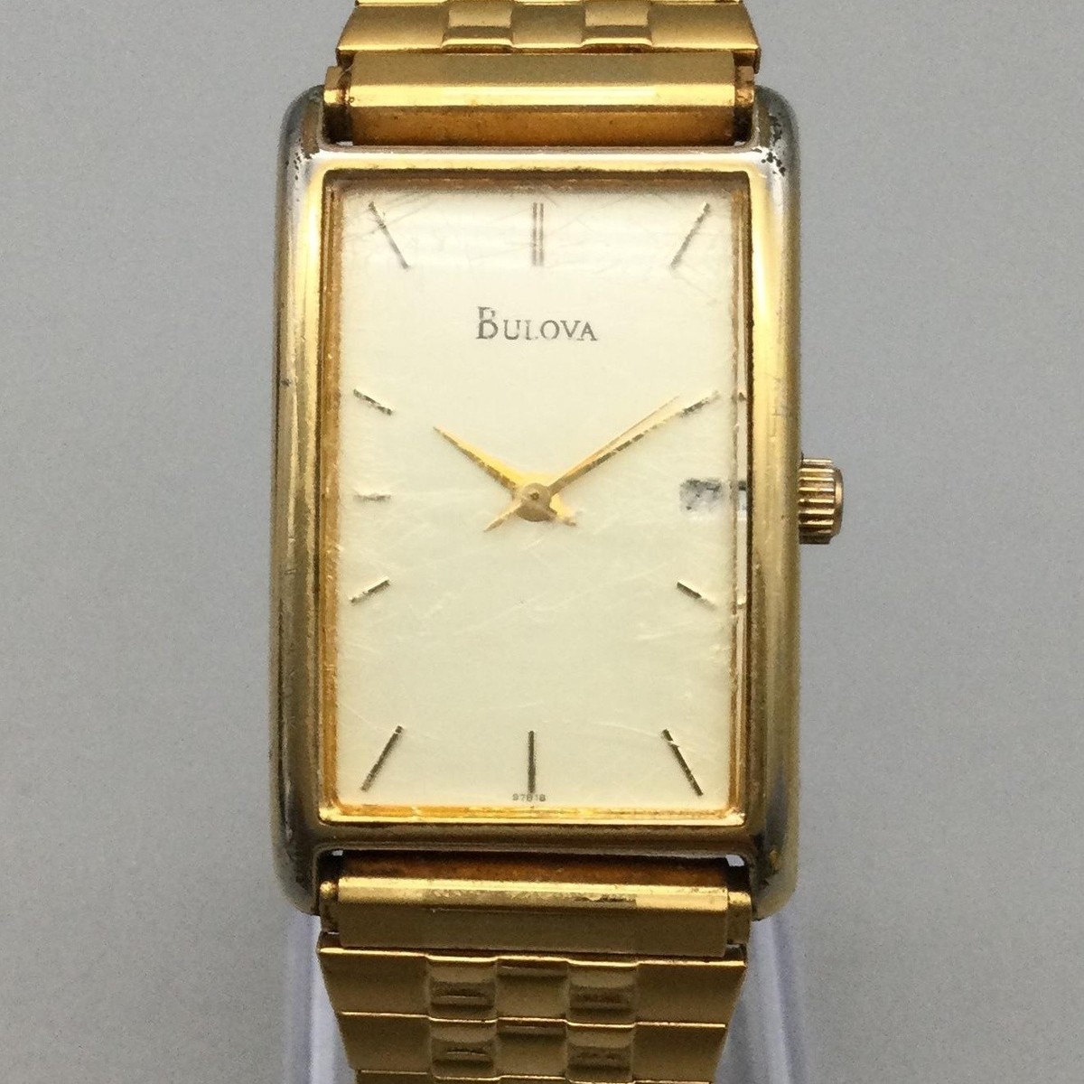 Bulova Quartz T3 Mens Watch 21mm Champagne Dial Gold Tone Stretch