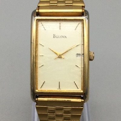 Bulova Quartz T3 Mens Watch 21mm Champagne Dial Gold Tone Stretch