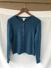 Tweeds 100% 2-ply Teal Cashmere  Size M Clean  Soft Beautiful Cardigan FLAWS