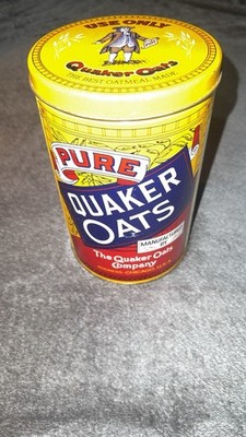 Pure Quaker Oats Vintage Tin Canister 1984 With Lid & Recipes