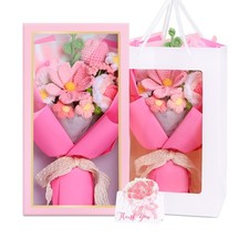 Crochet Flower Bouquet Knitted Flower Pink Gesang For Mothers Day Decor