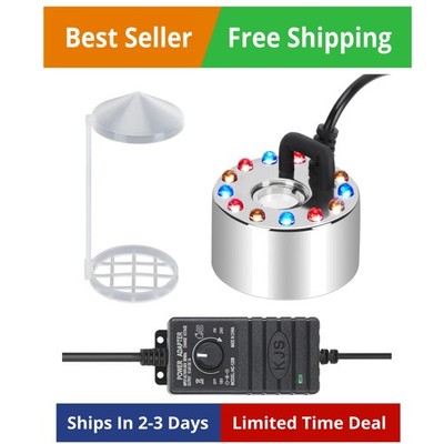 350ml/H Mist Maker Fogger,12 LED Fog Atomizer Air Humidifier, with Adjustable...