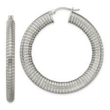 5mm Textured Round Hoop Earring in Stainless Steel - 47mm 1 13/16 in 