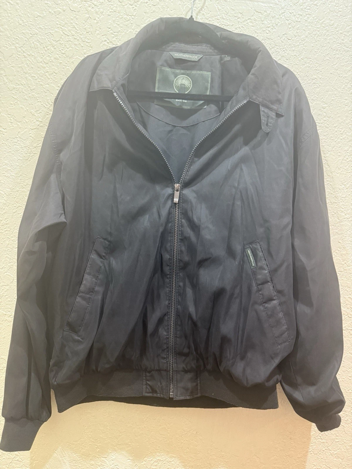 Weatherproof Men's Lightweight Bomber Jacket Zip Front Black Size L
