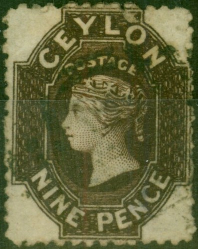 Ceylon 1868 9d Blackish Brown SG69b Fine Gebraucht