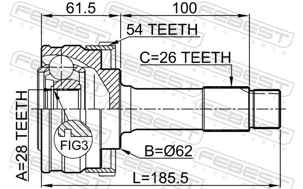 Fits FEBEST 1610-460A54 EXTERNAL CRANK JOINT MERCEDES BENZ G-CLASS 46 ⭐UK Stock⭐