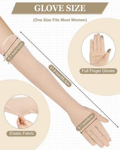 3 Paia Guanti da Guida Donna Protezione Solare UV Lunghi Protezione Solare Touchsc... - Foto 2 di 7