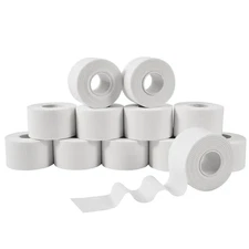 Athletic Tape 1.5in x 33ft (12 Pack Bulk) - No Residue Easy Tear White Sports...