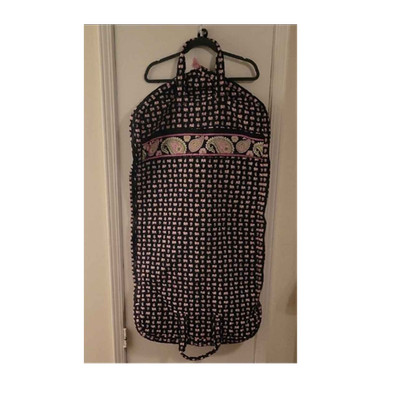 Vera Bradley Quilted Garment Bag Pink Elephant Paisley Print Black