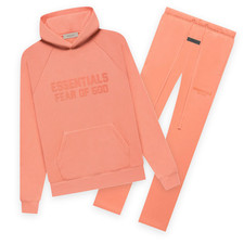 NEW Fear of God Essentials 2-pc Set Hoodie Relaxed Sweatpants CORAL All Sizes