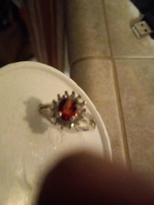 Ring .925 Size 8 Ruby Red And White