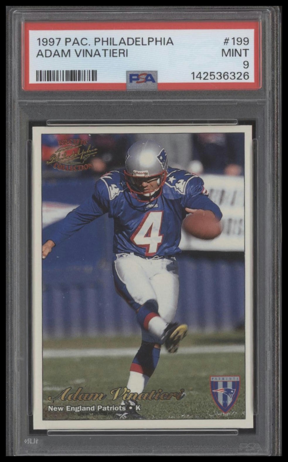 1997 Pacific Philadelphia #199 Adam Vinatieri PSA 9 RC ROOKIE #3