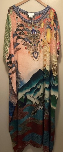 Camilla Silk Round Neck Kaftan Dress - Picture 4 of 17