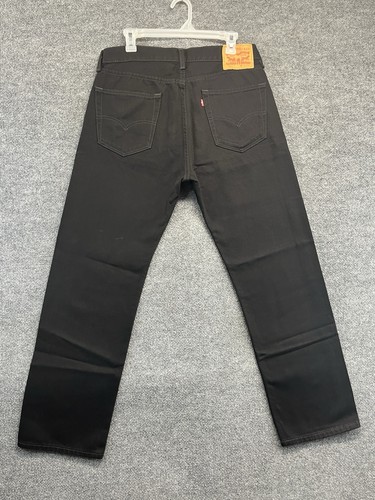 Levis 505 Jeans Men's 34x30 Black Relaxed Fit Straight Denim Pants - Picture 3 of 11