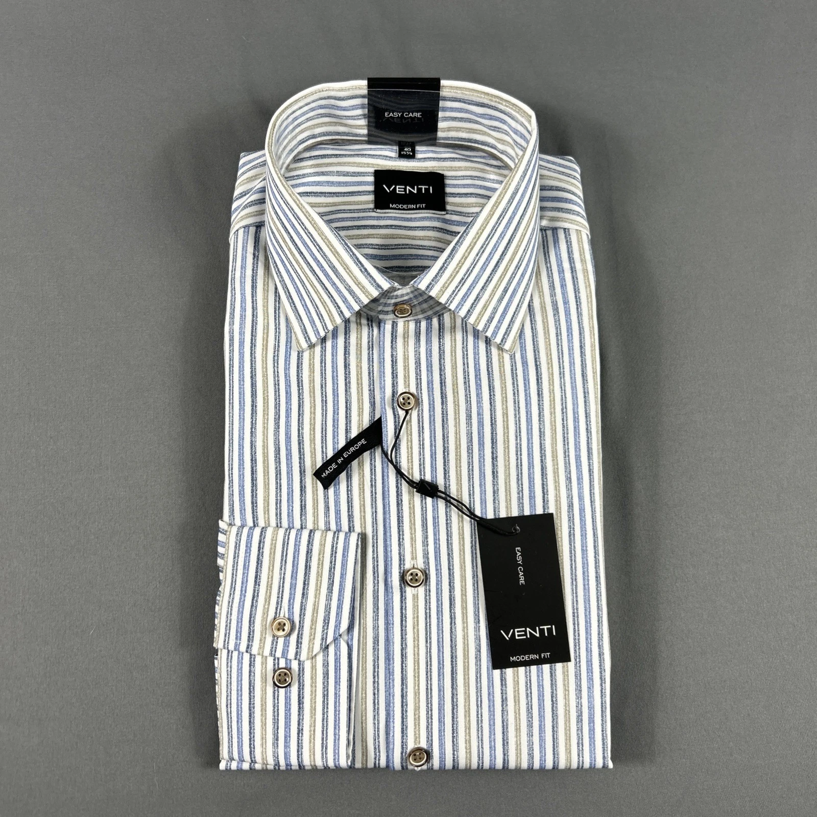 Venti Dress Shirt Button Down Easy Care Striped 40 15.75 Multicolor NWT MSRP $70