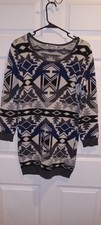 Grey and white Aztec Print Sweater Dress Size M