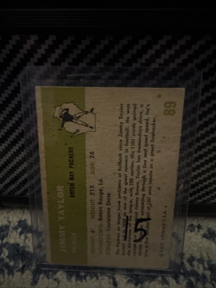 1961 Fleer - Jim Taylor #89 - Image 2 of 2