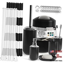 Bathroom Set - Bathroom Accessories Set, 20PC Bathroom Complete Set Black
