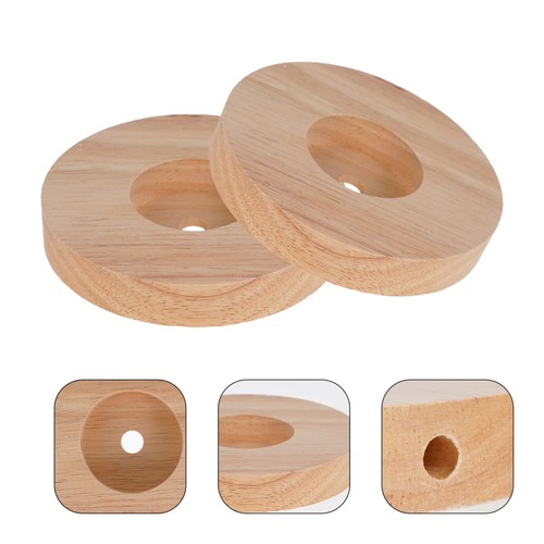 2 Pcs Wooden Lamp Holder Natural Base Table Bases Heavy Round for