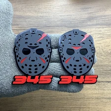Mask Badges Emblem Red Accents for 345, 2 Badges for jason Fender Angry Matte