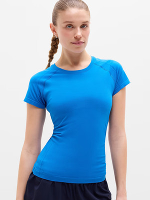 New Athleta M Momentum Flex Tee Breaker Blue Medium Regular Short Sleeve