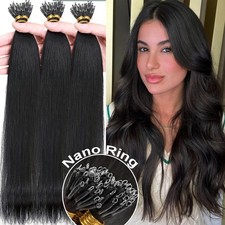 Nano Ring 100 Human Hair Extensions Loop Micro Beads 150G Thick Full Head Brown