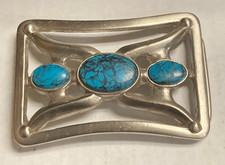 Vintage Belt Buckle Chambers Phoenix South Western Turquoise Marked