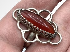 Southwestern Sterling Silver Carnelian Elongated Band Ring Sz. 5.5