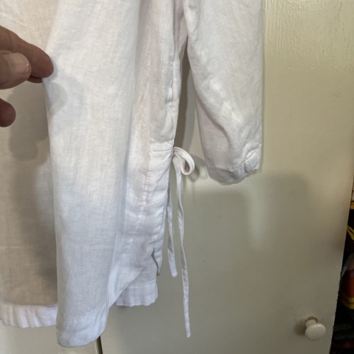 Isaac Mizrahi Plus Size 3X White 100% Linen Lagenlook Popover Blouse NWT New - Picture 2 of 9