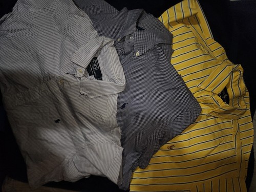 Ralph Lauren Shirts Boy's XL 16 Youth LOT OF 3 Plaid Gingham Long-Sl Button Down