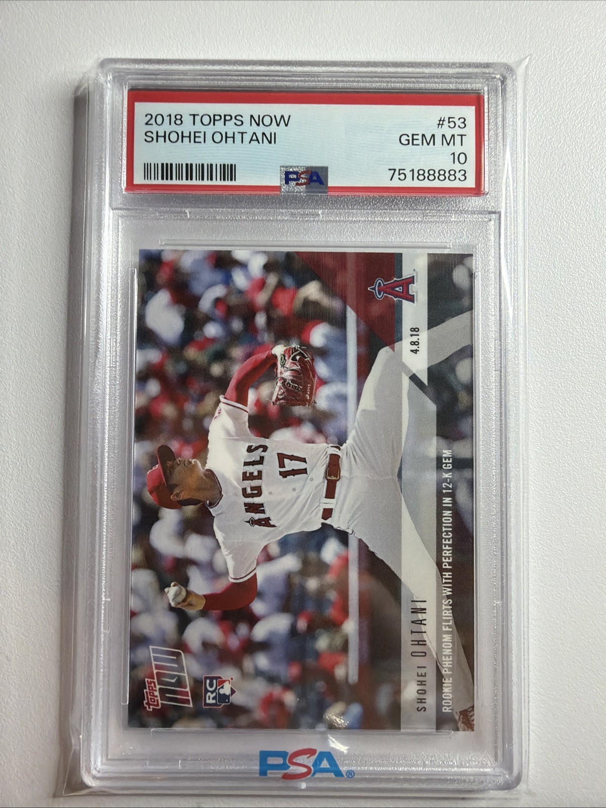2018 Topps Now SHOHEI OHTANI #53 RC PSA 10