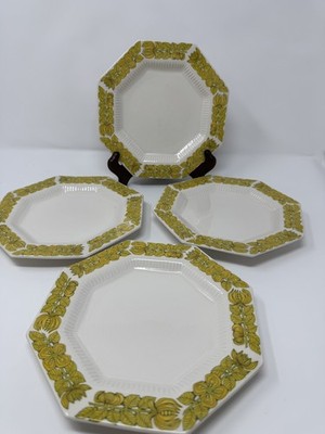 4 Vintage Independence Ironstone Interpace Bouquet Yellow  8  Salad Plates