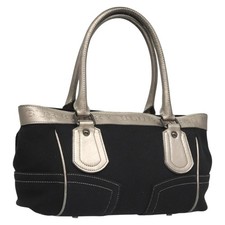 Borsa a mano BURBERRY etichetta blu tela nero argento originale 121101