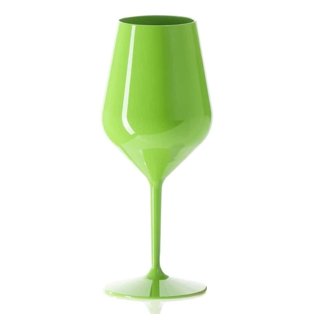 Glass Wine Cocktail Unbreakable Green 470 CC Goldplast For Parties And Pools