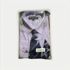 Men's Fortino Landi Dress Shirt w/ Tie and Handkerchief Set SG21 Lilac Purple